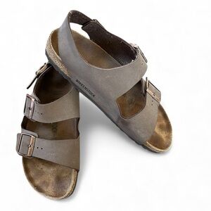 Birkenstock Milano  Brown Leather Ankle Strap Sandals Womens 10 Mens 8 Unisex
